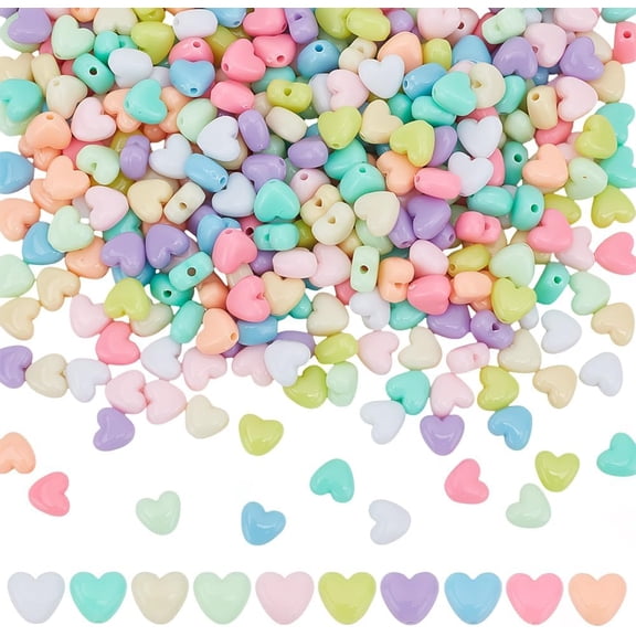 400Pcs Acrylic Heart Beads Colorful Love Spacer Beads Small Heart Loose Bead Love Craft Bead