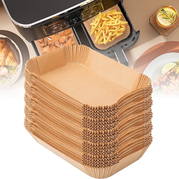 400Pcs Air Fryer Paper for DZ201/DZ401 Nonstick Rectangle Air Fryer Baking Paper Reusable Heat Resistant Square Air Fryer Parchment Paper Oilproof Air Fryer Accessories for Double Air Fryer
