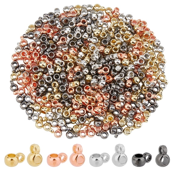 400Pcs Bail Bead 4 Colors Hanger Bead 6.5mm Wide CCB Plastic Beads Bail Tube Beads 3.2mm European Spacer Charms Hanger Links Connectors DIY