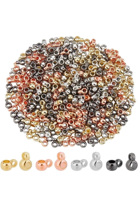 400Pcs Bail Beads 4 Colors Hanger Links Ring Plastic Bead Hanger European Spacer Charms for DIY Bracelet Jewelry Crafts Making Hole: 1.2mm