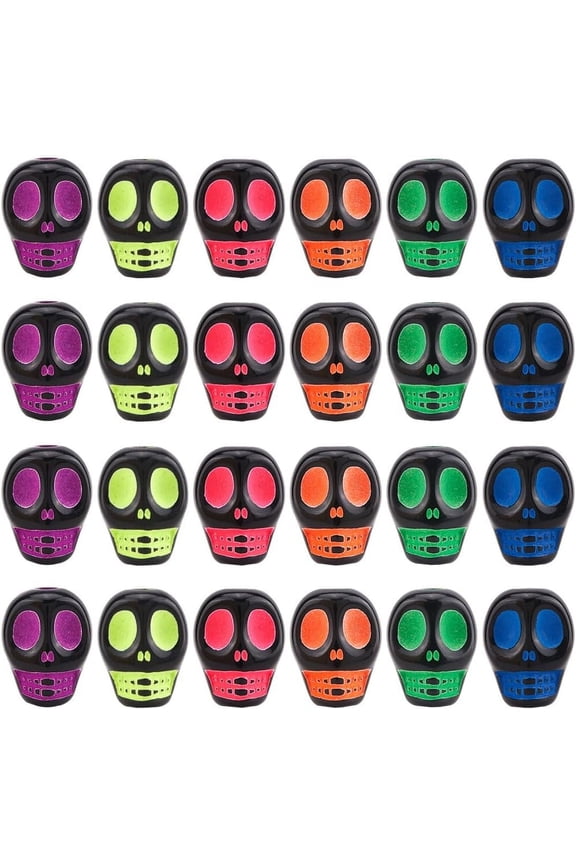 400Pcs Bead Black Beads Bulk 10mm Colorful Acrylic Skulls Shaped Skeletons Heads Mini Spacer Charm Beads
