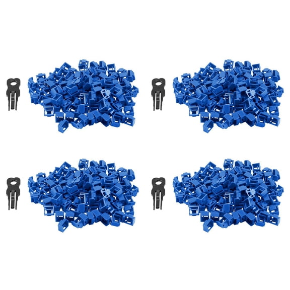 400Pcs Blue RJ45 Port Ethernet LAN Hub Anti Dust Cover Plug Cap Blockout Protector with Proprietary Lock and Key