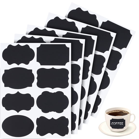 400Pcs Chalkboard Labels PVC Blackboard Labels Stickers Waterproof Reusable Erasable Blank Stickers Mixed Shapes Peel and Stick