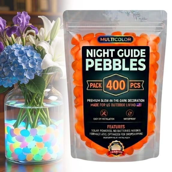 400Pcs Colorful Glow-in-the-Dark Garden Stones,2026 New Stepping Stone Kit Glowing Pebbles,Beautiful Aquarium Rocks Glow Rocks for Landscaping Fish Tank Aquarium Walkway Decor