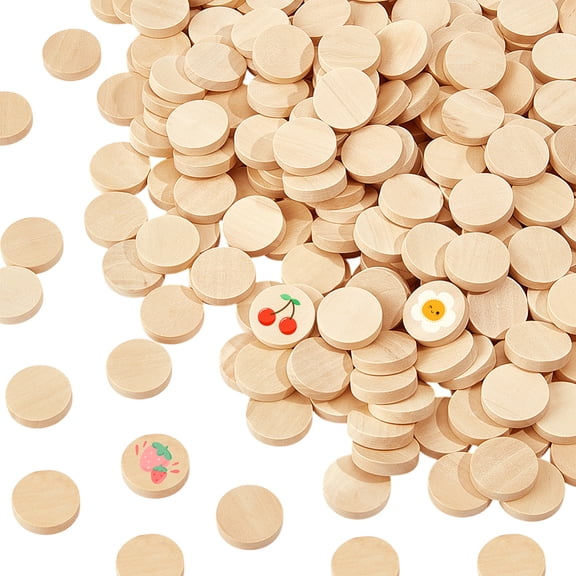 400Pcs Flat Round Unfinished Wood Cutouts 0.8 Inch Round Wooden Blank Sign Natural Wooden Circle Cutouts Unfinished Natural Wood Discs