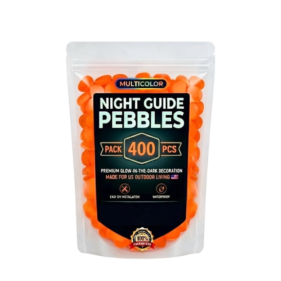 400Pcs Glow in The Dark Rocks Outdoor, Solar Rocks for Landscaping, Outdoor Decor Glow in The Dark Stones, Glowing Pebbles for Garden Backyard Patio Lawn Pond,Orange