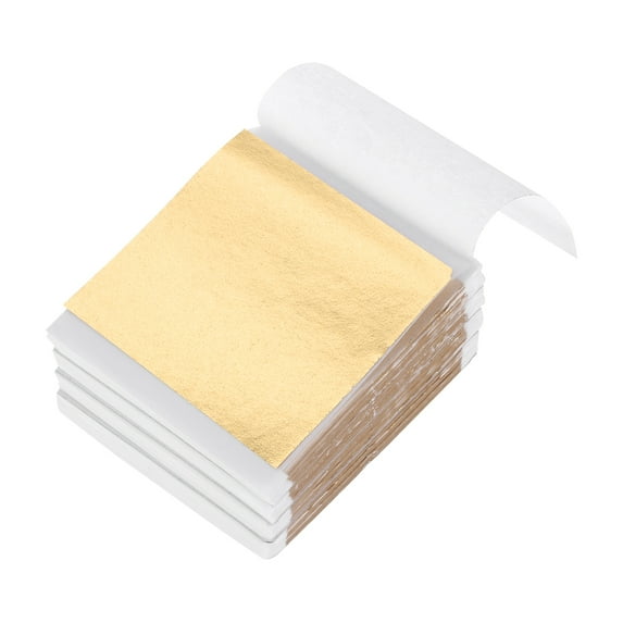 400Pcs Gold Leaf Sheets 3.5" x 3.5" Imitation Gold Foil Sheets for Crafts DIY Arts Decoration,Dark Golden