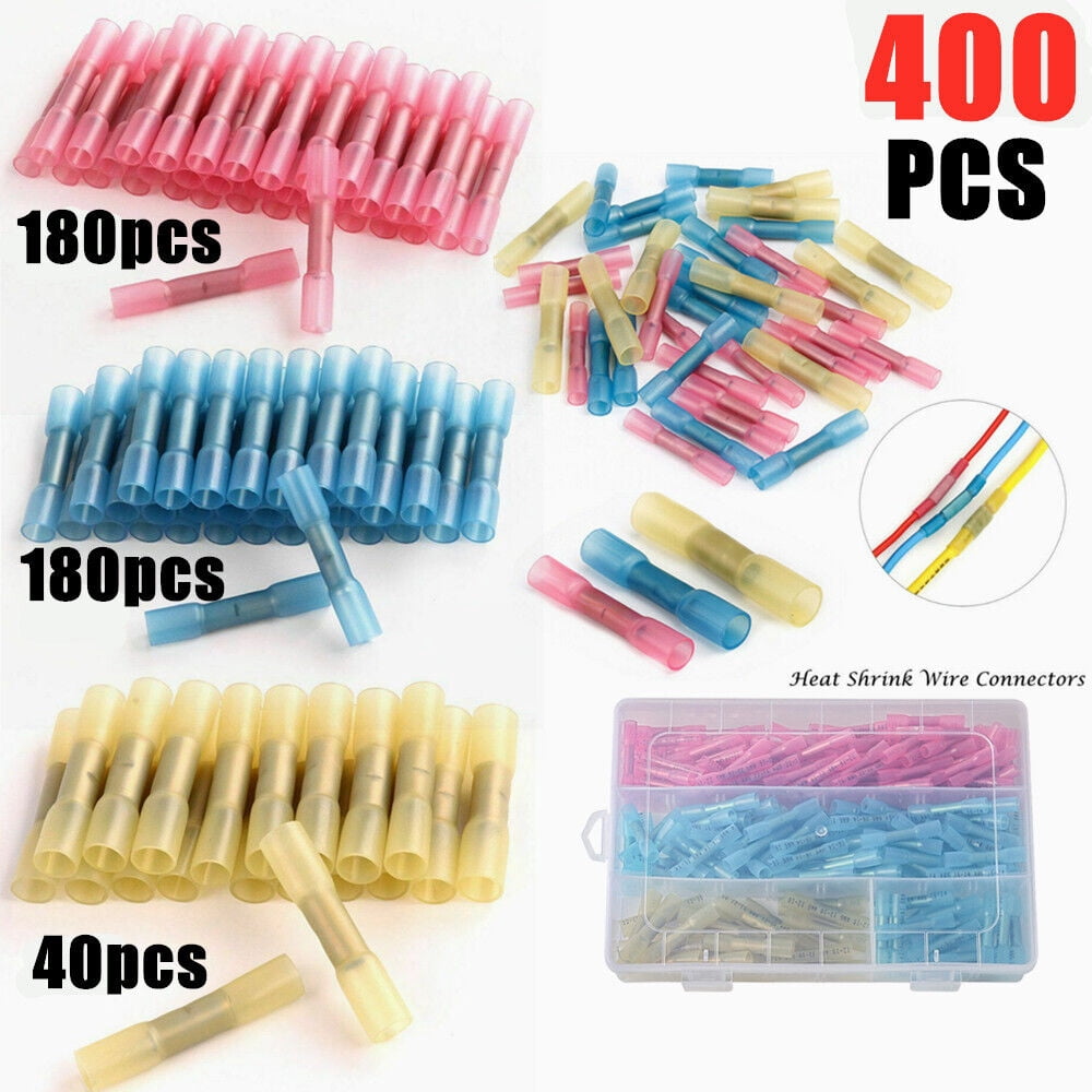 400Pcs Heat Shrink Butt Wire Crimp Connectors Insulated Terminals  22-10 Gauge