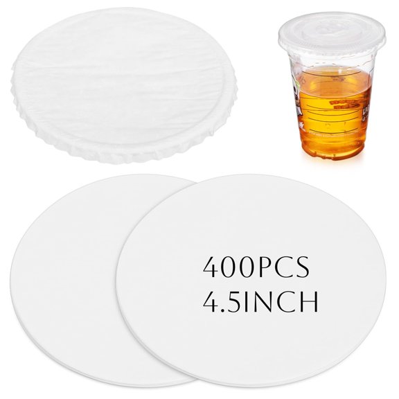 400Pcs Leak-Proof Cup Lid Liners, 4.5" White Round Sealing Pads Lid Covers for Plastic Drink Cups, Milk Tea, Coffee, Bubble Tea Water Bottles