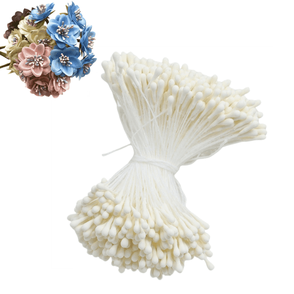 400Pcs Matte Flower Stamens, Mini Artificial Flower Pistil Heads, DIY Handmade Accessory for Rose Lily Fake Flower Making, Beige