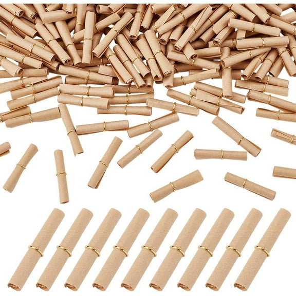 400Pcs Mini Paper Scrolls for Writing 2.4x1.3 Inch Vintage Message Scrolls Mini Writable Paper Scroll Write-On-It Valentine Message Roll for Wishing Bottles Birthday Present Decor Brown