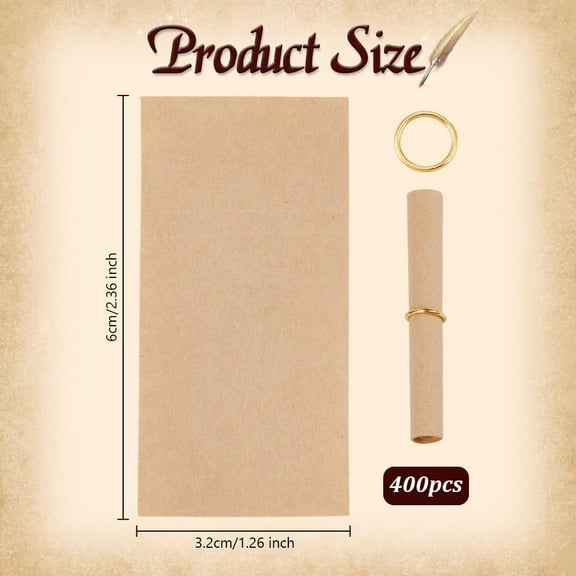 400Pcs Mini Paper Scrolls for Writing 2.4x1.3 Inch Vintage Message Scrolls Mini Writable Paper Scroll Write-On-It Valentine Message Roll for Wishing Bottles Birthday Present Decor