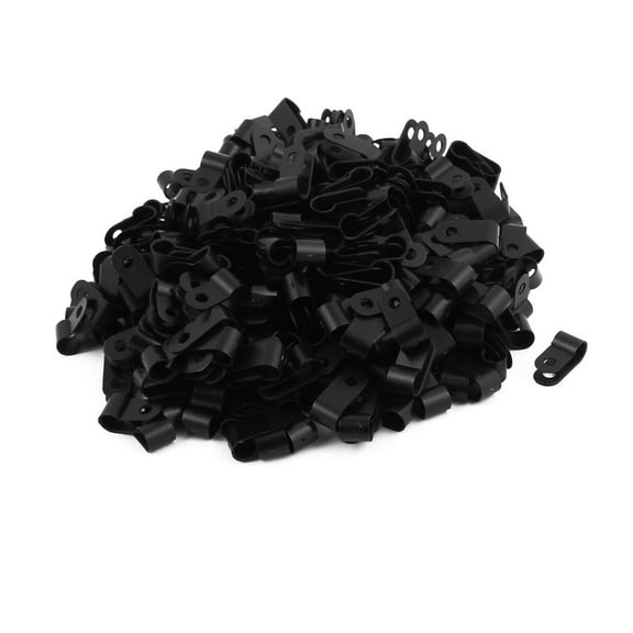 400Pcs Nylon R Type 1/4" 6.4mm Cable Cord Wire Clamp Clip Fastener Black