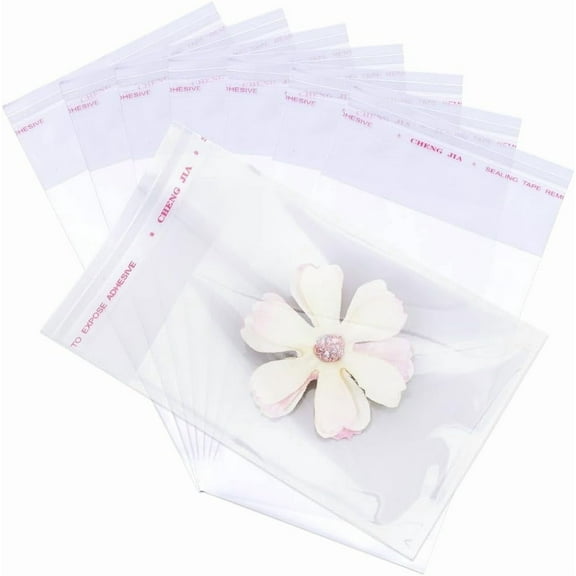 400Pcs OPP Cellophane Self Sealed Bags Top Seal Bags Rectangle Clear 12x7cm Unilateral Thickness: 0.035mm Inner Measure: 9.5x7cm
