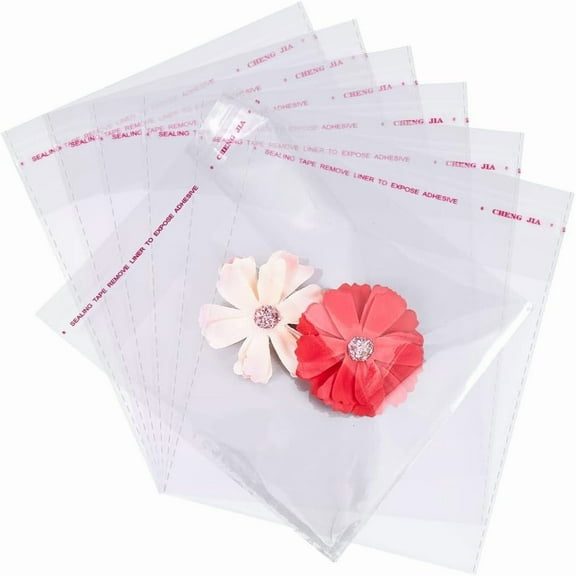400Pcs OPP Cellophane Self Sealed Bags Top Seal Bags Rectangle Clear 14x12cm Unilateral Thickness: 0.035mm Inner Measure: 10.5x12cm