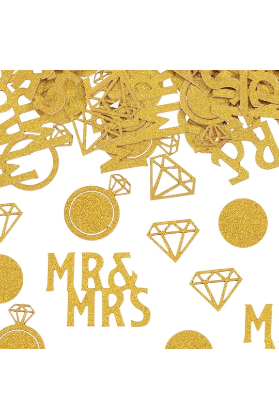 400Pcs Paper Confetti for Party Wedding Table Decorations Diamond Ring Diamond Word Mrs Shape Gold 15~31x15~43x0.4mm diy