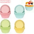 thumbnail image 1 of 400Pcs Plaid Cupcake Liners 4 Assorted StylesStandard Cupcake Wrappers Paper Baking Cups Colorful Checkered Muffin Liners for Spring Summer Themed Birthday Baby Shower Wedding Party Christmas, 1 of 7