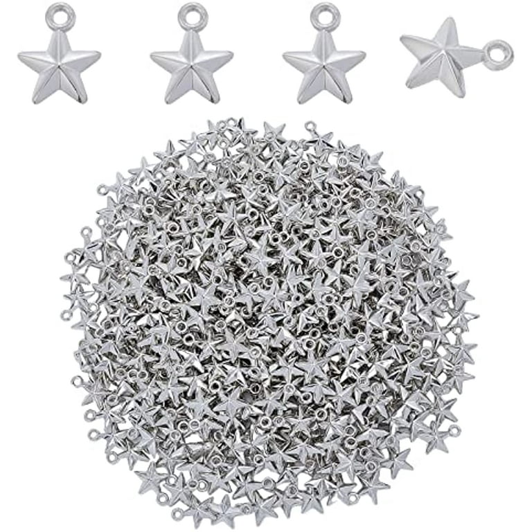 400Pcs Platinum Star Charms Pendants Plating Star Plastic Charms  16.5x13.5mm Pentagram Charms for DIY Jewelry Bracelets Necklace Making 