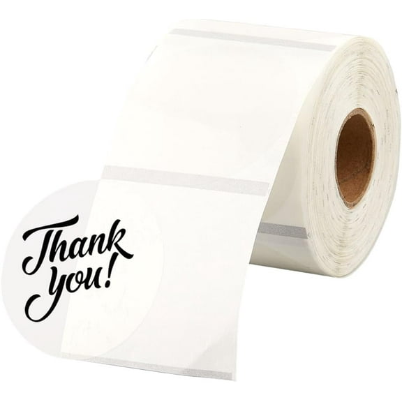 400Pcs Round Thermal Labels Roll Direct Thermal Paper Labels Self Adhesive 2 Inch Circle Round Dot Vinyl Paster Clear Custom Printer Stickers for DIY Logo Design QR Code Office Address Making