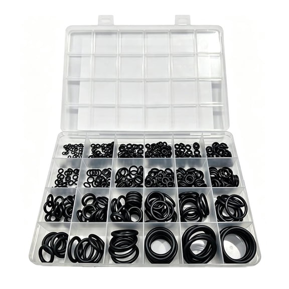 400Pcs Rubber O-Ring Assortment Kit, Black Multiple Sizes Sealing Gasket Set with Storage Case, Leakproof for Plumbing Faucet Auto Repair & Hobby Crafts