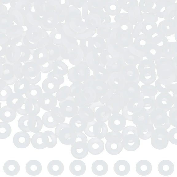 400Pcs Rubber O Rings Donut Spacer Beads Fit European Clip Beads White 6x2mm Hole: 2.5mm