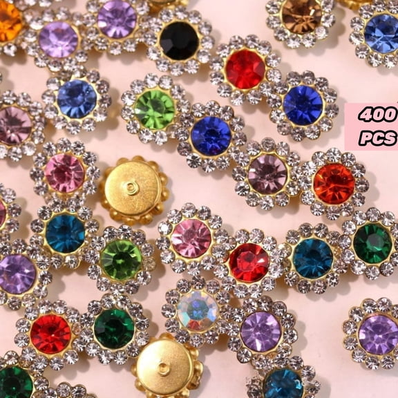 400Pcs Sew on Rhinestones Mixed Colors Crystals Glass Gems Metal Claw Sunflower Garments for Sewing Headband Jewelry Crafts Clothes Shoes Belt Accessories (8mm 10mm 12mm 14mm )