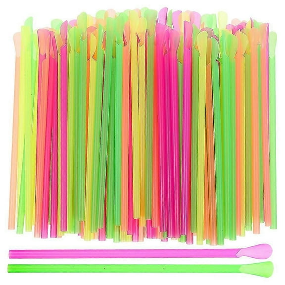 400Pcs Spoon Straws Slushie Straws Spoon Scoop Straws Disposable Beverage Straws for Ice Cones