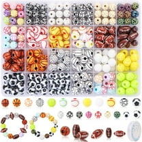 400Pcs Sports Ball Beads for Jewelry Making, Acrylic Sports Beads Bulk DIY Craft
