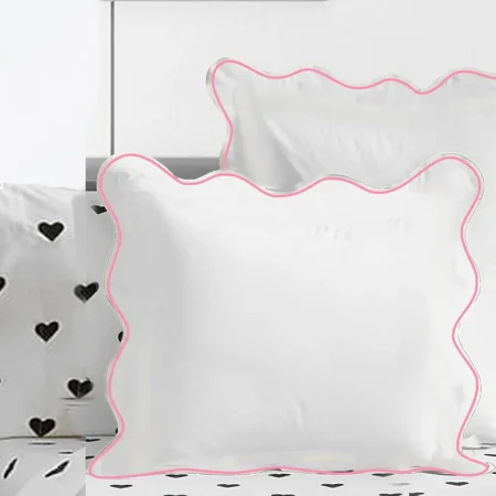 400TC Cotton Scallop Embroidery Sateen Solid Euro Sham