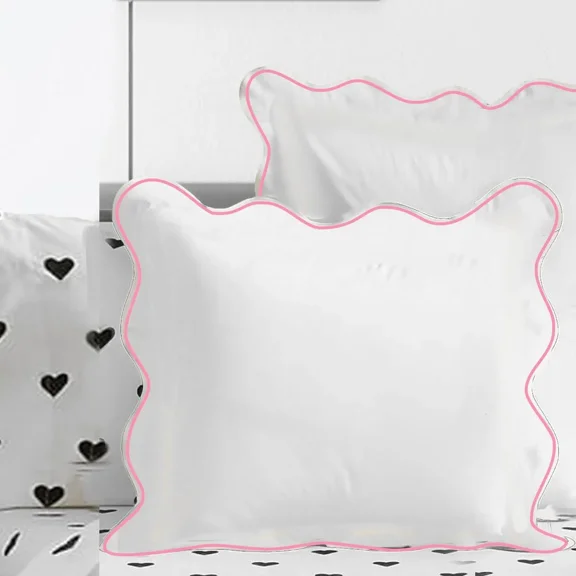 400TC Cotton Scallop Embroidery Sateen Solid Euro Sham