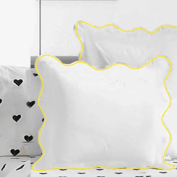 400TC Cotton Scallop Embroidery Sateen Solid Euro Sham