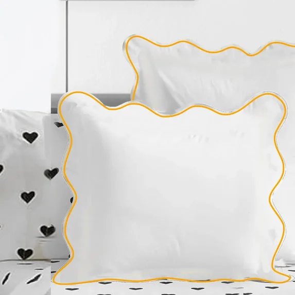 400TC Cotton Scallop Embroidery Sateen Solid Euro Sham