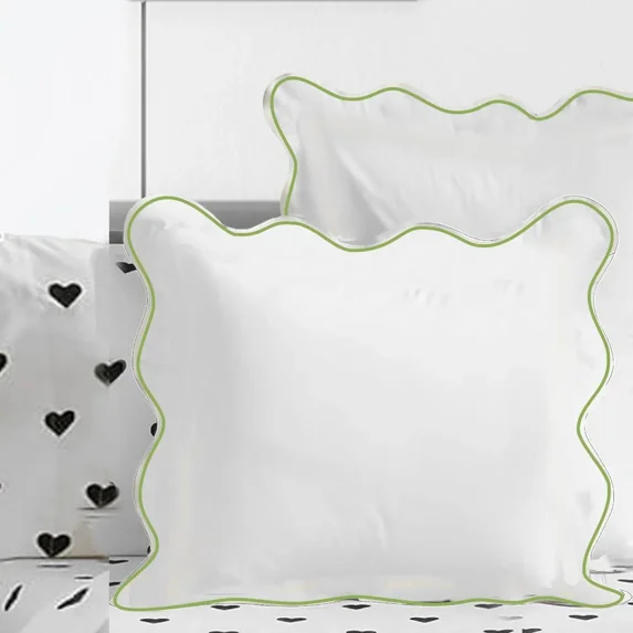 400TC Cotton Scallop Embroidery Sateen Solid Euro Sham