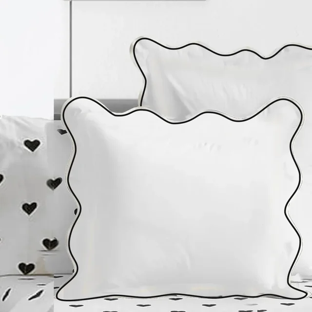 400TC Cotton Scallop Embroidery Sateen Solid Euro Sham