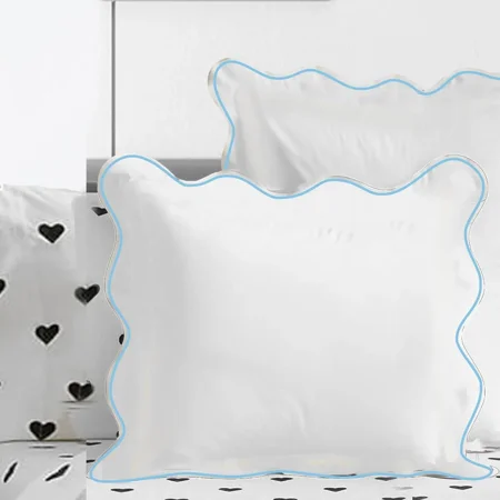 400TC Cotton Scallop Embroidery Sateen Solid Euro Sham