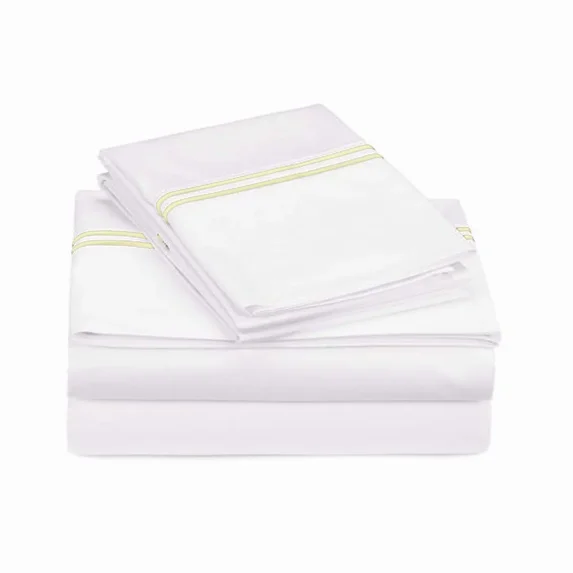 400TC Double Embroidery Sateen Solid Cotton Sheet Set