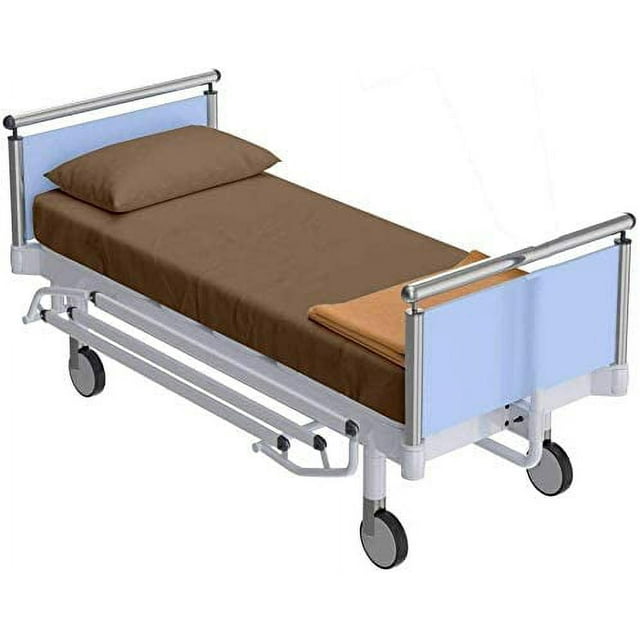 400TC Hospital Fitted Sheet with Pillow Cover - 2PC Set, 12" Deep Pocket, 100% Egyptian Cotton Sheets for Hospital Beds -Comfortable-Taupe Solid, Full Size (54"x 75")