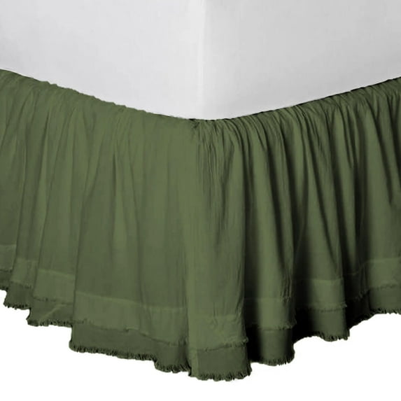 400TC Sateen Solid Cotton Fringe Ruffle Bed Skirt