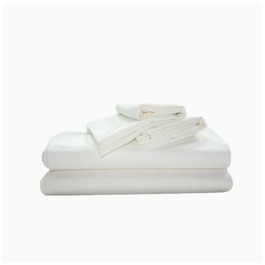 400TC Sateen Solid Cotton Twin Sheet Set, White