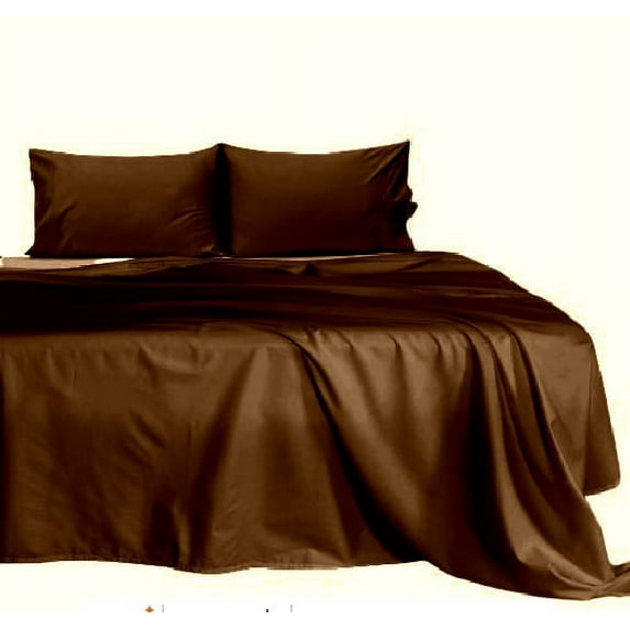 400TC Superior Cotton 3PC 30 inches Extra Deep Pocket Bed Sheet Set - (Twin XXL, Chocolate) by The Great American Store