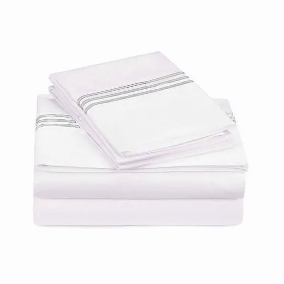 400TC Triple Embroidery Sateen Solid Cotton Sheet Set