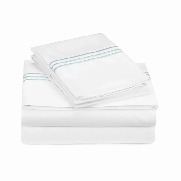 400TC Triple Embroidery Sateen Solid Cotton Sheet Set