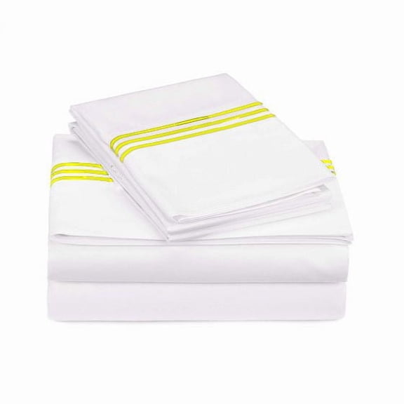 400TC Triple Embroidery Sateen Solid Cotton Sheet Set