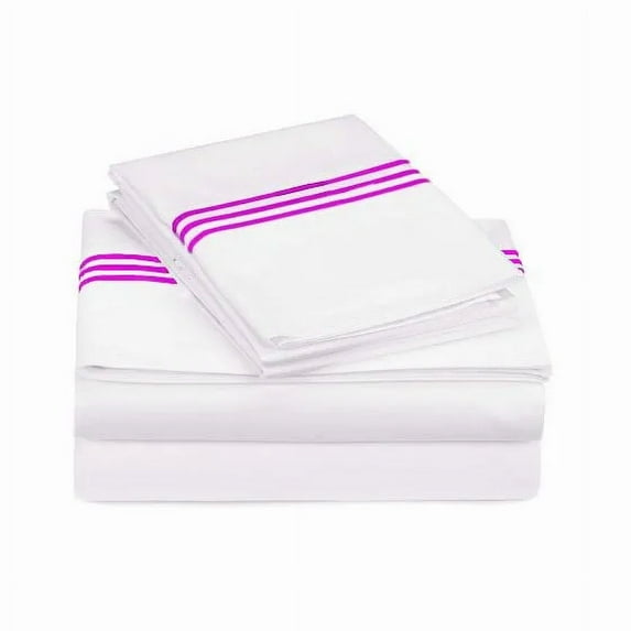 400TC Triple Embroidery Sateen Solid Cotton Sheet Set