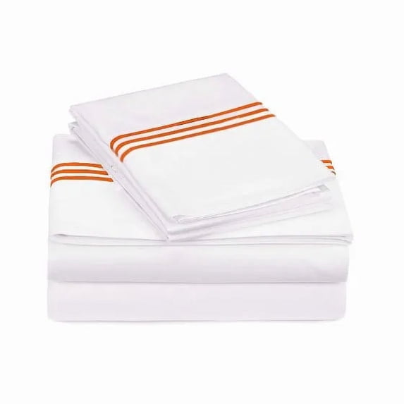 400TC Triple Embroidery Sateen Solid Cotton Sheet Set