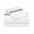 thumbnail image 1 of 400TC Triple Embroidery Sateen Solid Cotton Twin XL Sheet Set, Navy, 1 of 2