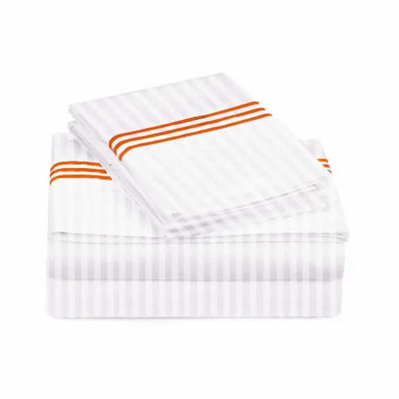 400TC Triple Embroidery Sateen Stripe Cotton Sheet Set