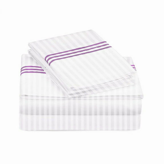 400TC Triple Embroidery Sateen Stripe Cotton Sheet Set