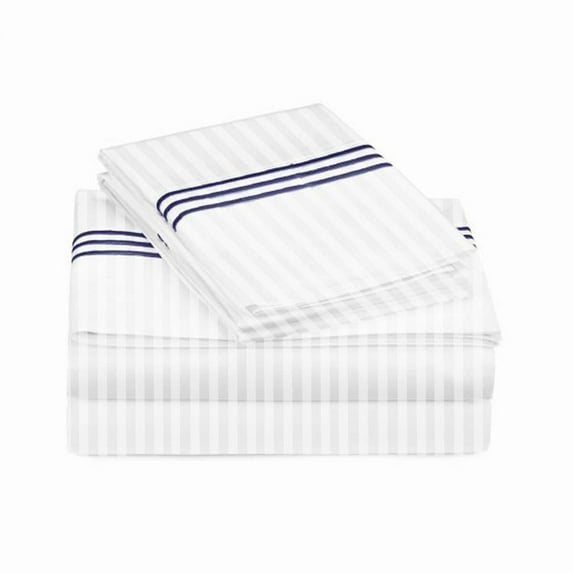 400TC Triple Embroidery Sateen Stripe Cotton Sheet Set