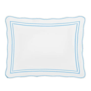 400TC Wavy Embroidery & Border Cotton Sateen Solid Pillow Sham (Set of 2)